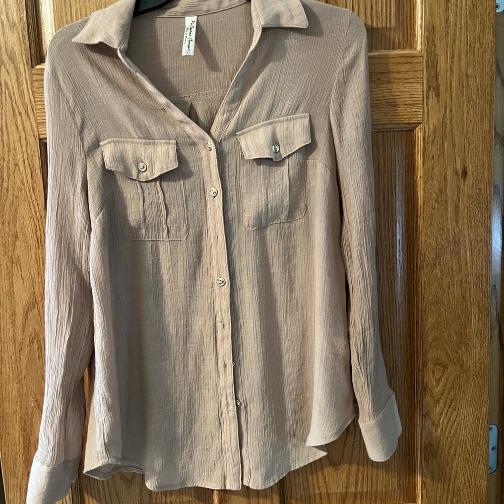 PerSeption Concept Light Brown Button-Down Shirt